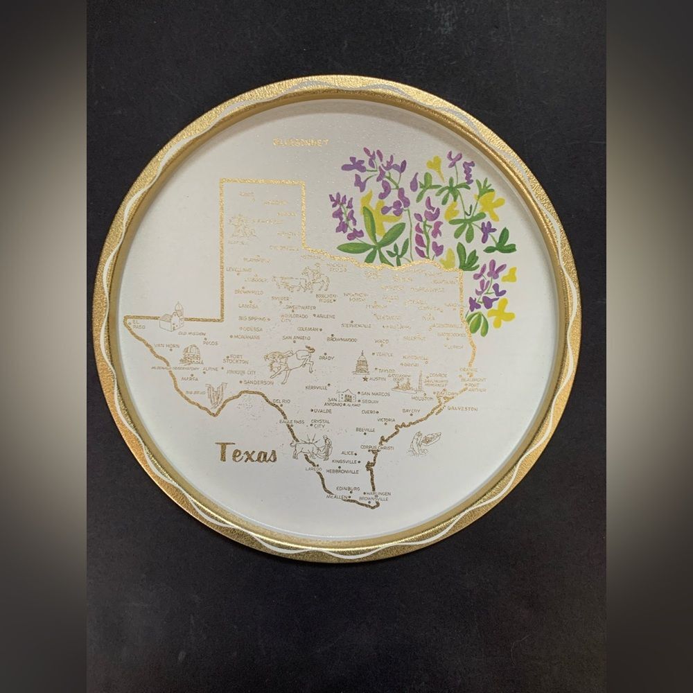 Vintage Metal Texas Souvenir Decorative tray/ wall decor